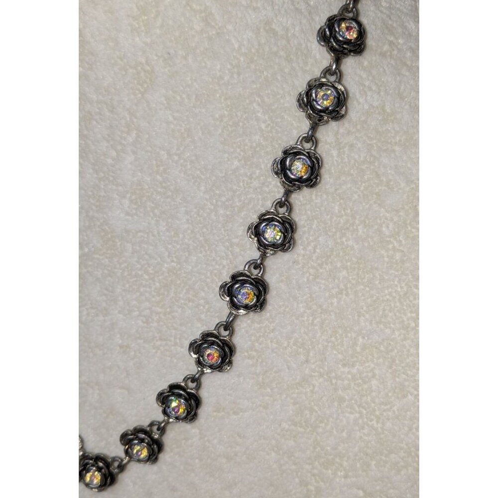 Premier Designs Aurora Borealis Rose Necklace 14-18 Silver Tone Metal Extender - Picture 2 of 11